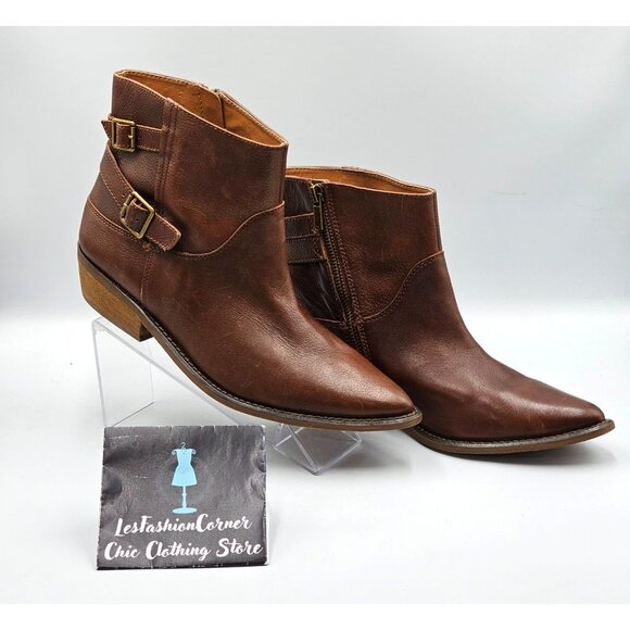 Lucky Brand Women's Brown Leather Caelyn Buckle Accents Ankle Bootie Sz 11 2972 - Picture 12 of 16